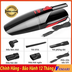 Máy hút bụi xe hơi - Máy hút bụi cầm tay mini điện áp 12V cho ô tô cực khoẻ FEMARI