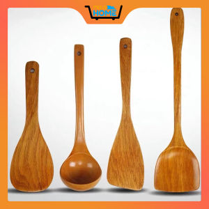 4PCS/Set Non-stick Wooden Spatula Shovel Rice Spoon Soup Spoon Wooden Spoon