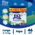 EQ Plus Jumbo Pack Large (9-14 kg) - 42 pcs x 4 (184 pcs) - Tape Diapers. 