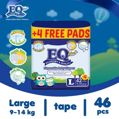 EQ Plus Large (9-14 kg) - 46 pcs x 1 pack (46 pcs) - Tape Diapers