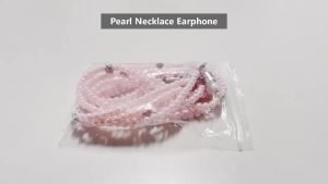 Lonee 3.5mm In-Ear Pearl Necklace Earphone OriginalHighQuality Pink Rhinestone Necklace Jewelry Beads Wired Earphones Handfree Headphone With Mic For Android Samsung Xiaomi iPhone OPPO Brithday Girls Gifts Universal Headset Top Seller