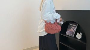 🇸🇬CF846 Mini Bun BagWomen’s Cute Crossbody Dumpling Bag  Soft Nylon Cloud Purse  Mini Puffy Ruched Shoulder Bag