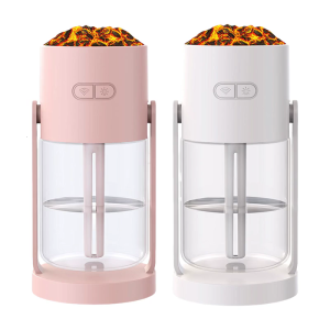 Shaking Head Volcanic Humidifier for Car and Homes USB Power Supply and Flame Effect Household Hydrating Nebulizer