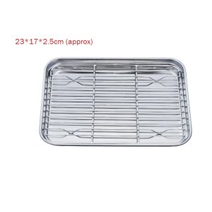 Stainless Steel Oven Baking Tray Removable Cooling Rack Set Plate BBQ Tray Pan Dish Grill Mesh Kitchen Tool