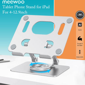 Meewoo Tablet Phone Stand for iPad Stand 360Rotation Dual-axis Height Adjustable Aluminum Phone Holder