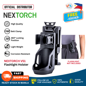 Nextorch V51 Tactical Flashlight Holster with Lever Side Lock  360 Degrees Rotatable Detachable Portable Belt Clamp for 25 –32 mm Flashlight (flashlight not included) for Security Police Navy Military Flashlight Holster Holder VMI Direct