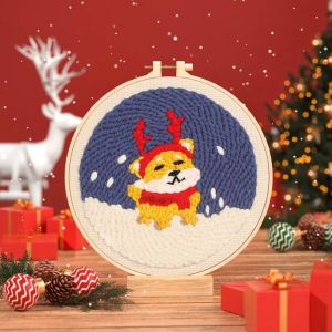 XYAX Christmas Tree Christmas Punch Kit Dog Bear Animal Poke Embroidery Kit Christmas Decorations Lovely DIY Play Craft Set Educational Toys