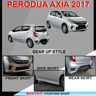 PERODUA AXIA 2017 FACELIFT GEAR UP STYLE FULLSET SKIRTING (FRONT SKIRT SIDE SKIRT REAR SKIRT) PU GETAH/ABS BODYKIT
