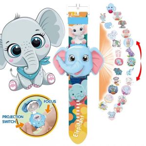 Pet Home-my Projection Toy Watch Flip Digital Display Light Music Glowing Wrist Watch Kids Gift Home Play