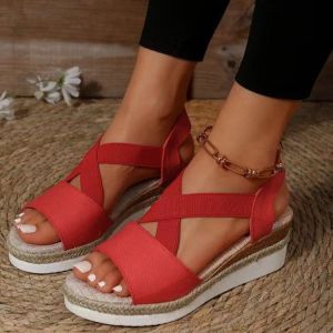 [Free Shipping] 2026 Summer Thick-Soled Open-Toe Sandals for Women Rope Woven Wedge Beach Sandals
