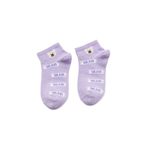 MD-P599 Kaos Kaki Ankle Wanita Motif Beruang Ungu Kaos Kaki Semata Kaki / Kaus Kaki Pendek Fashion Korean Purple Bear Socks Import