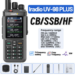 Iradio New UV-98 PLUS Air Band Walkie Talkie Cross Band Repeater 2.4"large scree USB LSB CW CB SW MW LW SSB HF Multi Band Two Way Radio