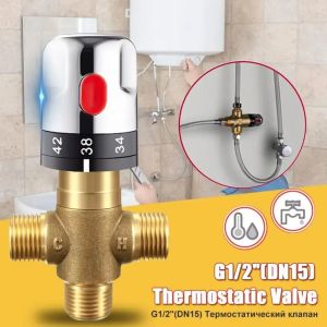 FOUNDTWO 3Way Thermostatic Mixing Valve Hot and Cold Control Solid Brass Temperature Control Valve Temperature Mixer Pressure Balance Brass Thermostatic Valve Shower System