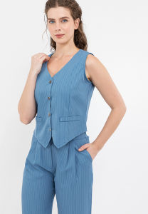 2 Piece Terno Button up Front Blouse and Font Pleats High Waist Pants