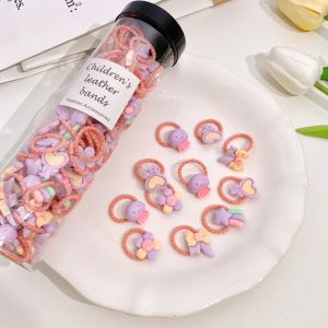 40pcs/set Childrens Cartoon Elastic Rubber Band New Fashion Cute Animal Hair Band Fruit Hair Rope Girls Hair Tie For Kids Baby Girls Hair Accessories