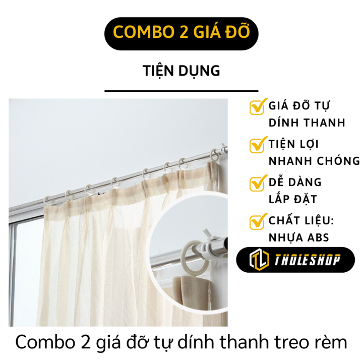 Giá treo rèm - Bộ 2 kẹp dính tường cố định thanh treo rèm cửa tiện mợi ...