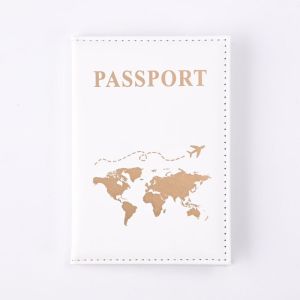 Cover Passport Kulit PU Kulit Dompet Paspor Motif World Map Pasport Passport Wallet Paspor Organizer