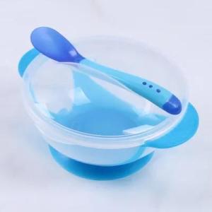 W21Baby Bowl Set Training Bowl Spoon Tableware Set Dinner Bowl Learning Dishes with Suction Cup Children Training Dinnerware