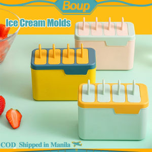 4 Cell Ice Cream Mold Popsicle Mold DIY Homemade Frozen Ice Popsicle Molder