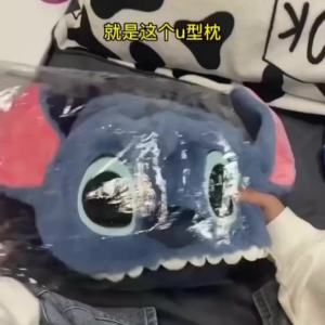 Stitch Cartoon Lucifer Cat Hoodie U Shaped Pillow Airplane Travel Neck Pillow Nap Pillow Couple