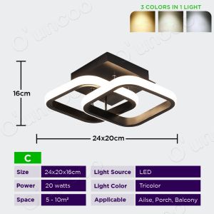 Ouncoo LED Light For Room Center Light Tri Color Light Aisle Light Bedroom Light 3000K/4000K/6000K