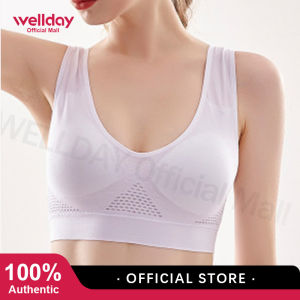 Wellday Women Bra Sport Breathable Hollow Out Bras Padded Bra Plus Size Wireless Push up