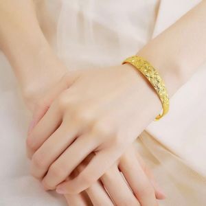 STMEN Luxury Shiny Party Ladies Jewelry Gift Wedding Bride Decor 24K Women Bracelets Dubai Bangle Bracelet Adjustable Bangle Cuff Bracelet
