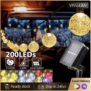 VIVOLILV Local Shipping🚚Solar String Lights Outdoor Waterproof LED Christmas Lights Solar Crystal ball for Patio bulb Garden For Camping Porch Wedding Party Decoration