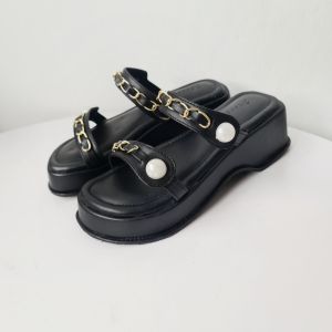 Leora Veddira - Shoeponic - Sandal Wedges - Hak 5 cm - SPN Wedges Rantai - Sendal Dewasa Perempuan