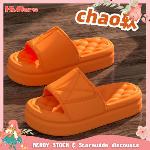 Hi.Mars หนาแต่เพียงผู้เดียวรองเท้าแตะสำหรับผู้หญิงสีทึบสไตล์เกาหลีในร่มบ้านลื่นขนาดใหญ่คู่สไลด์ผู้ชาย