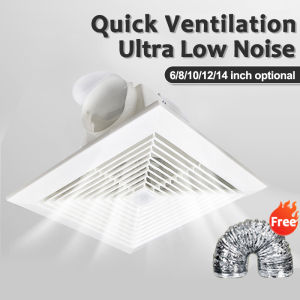 Low noise household Exhaust fan for room Suspended Ceiling Exhaust Fan 6/8/10/12/14 Inch Strong Wind Quiet Easy installation Living Room Bathroom Kitchen Duct Air Vent Ventilation Louver Extractor Window Blower exhaust fan for kitchen Contains hose