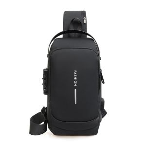 Minimalist Mens Chest Bag USB Charging & Waterproof Anti-Theft Sling Backpack For Work & Travel