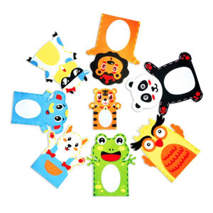 Kids non-woven animal hand puppets DIY material package cartoon sewing paste painting 儿童布艺动物手偶 不织布DIY材料包 创意卡通缝制粘贴画