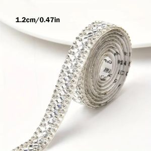 CRUSHES Glitter Self Adhesive Rhinestone Strips Sewing Accessories DIY Crystal Rhinestone Roll Gift Decoration Resin Diamond Bling Rhinestone Trim Tape Clothing Garment Shoes Bag Decoration