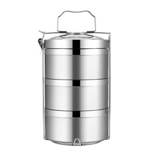 304 Stainless Steel 2Layer Lunch Box Food Storage Containers 2Tingkat Kotak Penyimpan Makanan Bekas Tengahari 不锈钢提锅双层食格304便携手提分格便当盒