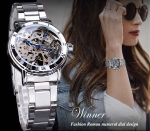 WINNER Đồng Hồ Mặt Số Bằng Thép Không Gỉ Đồng Hồ Thời Trang Nữ Màu Vàng Hồng Đồng Hồ Cơ Chống Nước Thương Hiệu Cao Cấp. Quà Tặng Cho Quý Cô