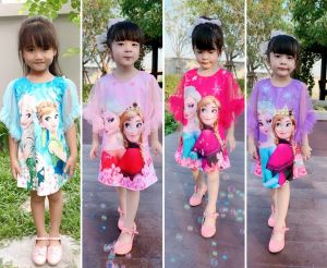 2-8ขวบ เดรสเอลซ่า แขนระบาย ชุดเจ้าหญิง เสื้อเด็กหญิง เสื้อผ้าเด็กผู้หญิง เสื้อผ้าเด็กผญ ชุดทางเอ เดรสเด็ก เดรสเด็กผู้หญิง ชุดเอลซ่า [227]