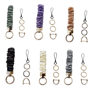 Bằng kim loại hợp thời trang Keychain dây buộc tóc đa chức năng dây điện thoại vải nhẹ scrunchie giữ chìa khóa xe