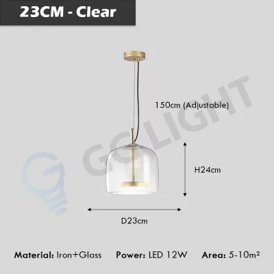 Modern Minimalist LED Glass Pendant Light Luxury Amber Grey Dia 23/33CM Hanging Lamp For Bedroom Restaurant Living Room Home Decor Fixtures
