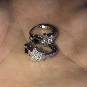 LYM Fashion Retro Zircon Pentagram Ear Buckle Earring Trend Simple Star Hoop Earrings For Women Girls Aesthetic Jewelry Gifts