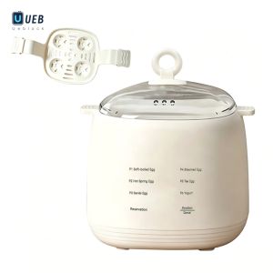 Ueblock✈ Mini Multifunctional Egg Cooker Timer & Reservation 6 Functions Electric Egg Boiler Hard Boiled Egg Poacher for Egg Breakfast Vegetable