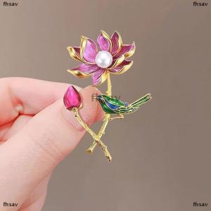 [COD] fhsav Exquisite New Magpie Lotus Brooch For Women Coat Pins Badges Vintage Flower Corsage Bridal Dress Wedding Party Jewelry Gift