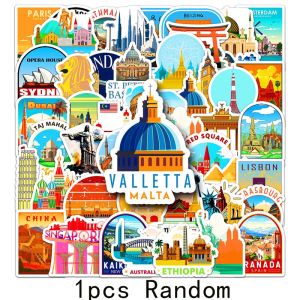 50pcs World Famous City Landmark Sticker London Paris New York Cartoon Decal Waterproof Decorative Laptop Luggage Outdoor Scenery Travel Sticker