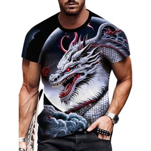 Mens Fashion T-Shirt Summer Hot Item Cool and Stylish 3D Printed with Dragon Pattern Street Trend Daily Casual Sports Style
