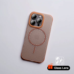 Ultra Slim Cooling Magnetic Phone Case For iPhone 16 15 14 13 12 Pro Max Plus For MagSafe Heat Dissipation Hole Back Cover For iPhone 16 Pro Max Matte Hard PC Lightweight Protective Casing