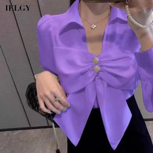 IELGY bow shirt womens long sleeve fashion french top