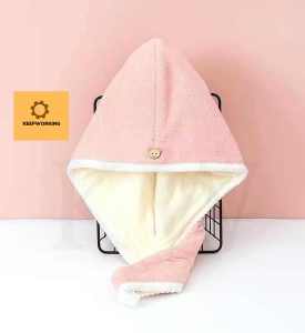 KW Coral fleece dry hair cap double-layer absorbent thickened soft dry hair cap