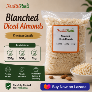 Fruitti Nutti Blanched Diced Almonds 250g - 1kg High-Protein Snack Heart-Healthy Fat Versatile For Recipes