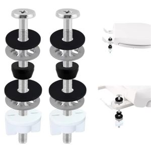 MIRELAE 2Pcs Stainless Steel Toilet Seat Bolts Kit Rust Resistant Rubber Washers Stainless Steel Bolts Replacement Hardware Toilet Seat Screws Bathroom Repair