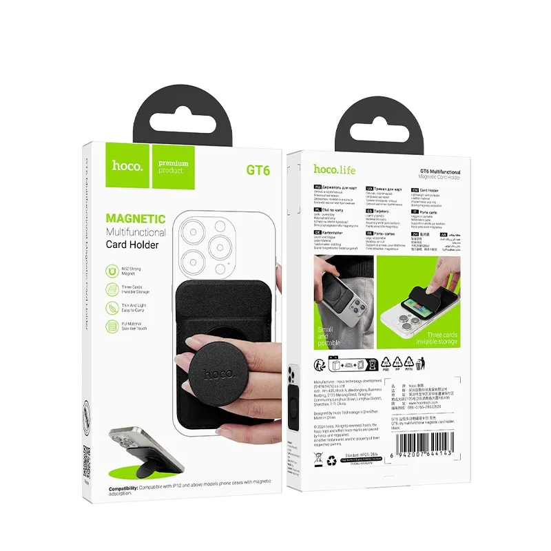 Hoco GT6 Joy Multi-function Magnetic Card Holder ที่เก็บการ์ดแม่เหล็กใช้ตั้งโทรศัพท์ได้